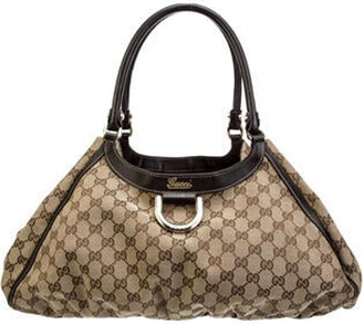 Gucci Black GG Canvas Abbey Medium D-Ring Hobo Bag - Yoogi's Closet