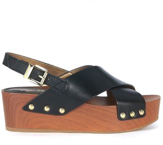 Sam Edelman Bentlee Leather Wooden Clog Platform Sandals