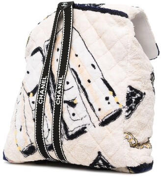Chanel Pre Owned 1992 Diamond-Quilted Logo-Print Backpack - ShopStyle