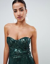 Thumbnail for your product : Club L London Club L embellished sequin strapless fishtail maxi dress