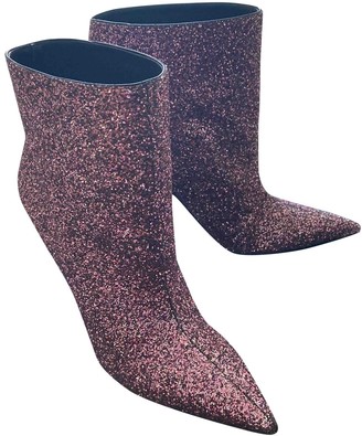 saint laurent pink glitter boots