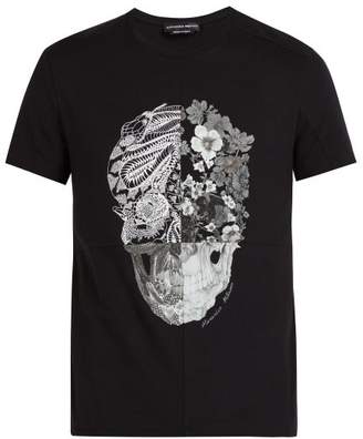 Alexander McQueen Patchwork Skull Print Cotton T Shirt - Mens - Black
