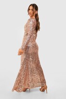 Thumbnail for your product : boohoo Boutique Sequin Long Sleeve Maxi Bridesmaid Dress