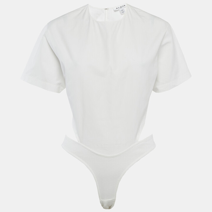 Alaia White Cotton Dickey Bodysuit S