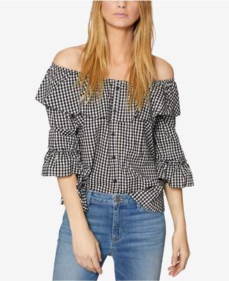 Sanctuary Avery Cotton Gingham Off-The-Shoulder Top