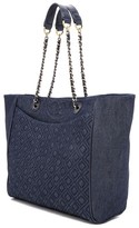 Thumbnail for your product : Tory Burch Fleming Denim East / West Tote