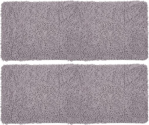 Lavish Home LavishHome58x24ChenilleBathroomRugsGray