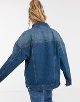 Thumbnail for your product : ASOS DESIGN DESIGN denim oversized jacket in mid wash blue
