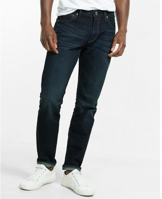 Express classic fit tapered leg dark wash jeans