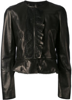 Roberto Cavalli - ruffled details jacket - women - Soie/Cuir/Polyamide/Viscose - 42