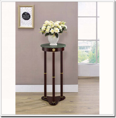 Mercer41 Elna Merlot Accent Side Table with Round Top Plant Stand