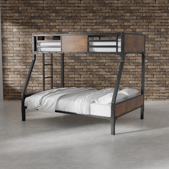America Daan Cottage Walnut Twin, Furniture Of America Jown Industrial Black Twin Metal Loft Bed