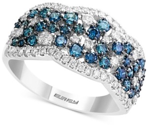Effy Shades of Bleu Diamond Cluster Band (1-1/5 ct. t.w.) in 14k White Gold