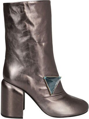 Jil Sander Embellished Metallic Ankle Boots
