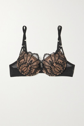 I.D. Sarrieri Rose Noir Embroidered Tulle And Satin Underwired Bra - Black