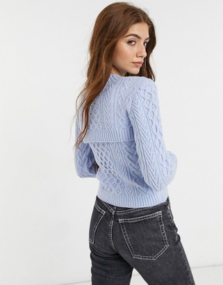 Topshop cable knit jumper and vest set in blue - ShopStyle