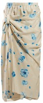 Thumbnail for your product : Marni Iride Floral-print Cotton Midi Skirt - Blue Print