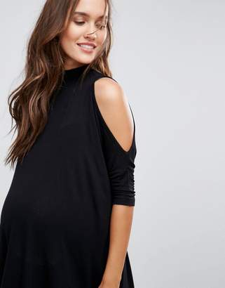 ASOS Maternity Top With Cold Shoulder and High Neck