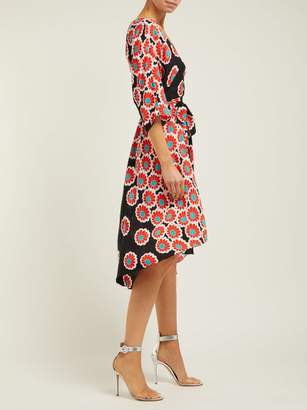 Diane von Furstenberg Eloise Blossom Print Silk Charmeuse Wrap Dress - Womens - Black Red