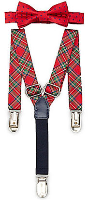 Starting Out Baby Boys Dotted/Tartan Plaid Bow Tie & Suspender Set