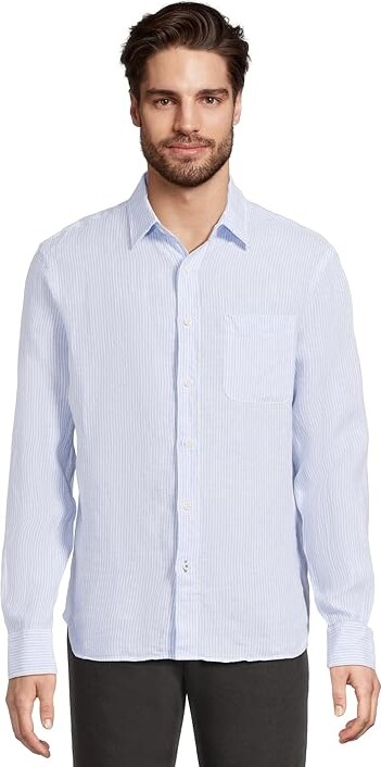 Faherty Laguna Linen Shirt Men's Clothing White : XL