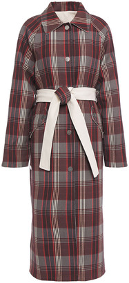 GOEN.J Reversible Belted Checked Cotton-twill Coat