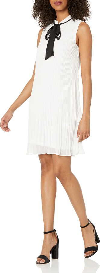 DKNY Women's Sleeveless Tie Neck Pleated Dress ShopStyle