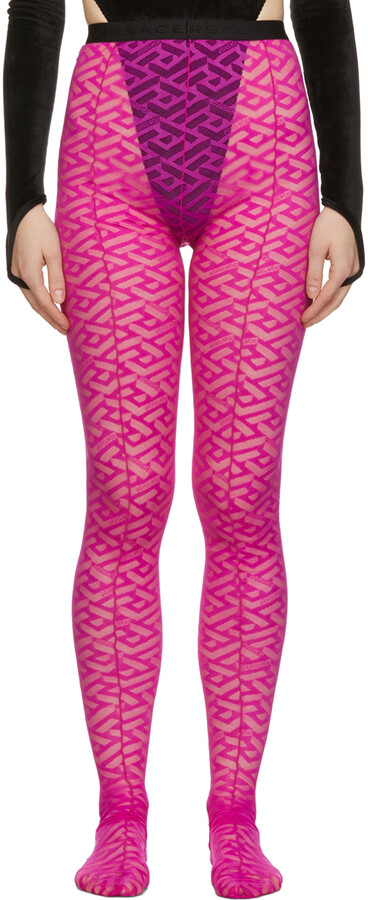 Versace Pink Tulle Monogram Tights - ShopStyle Hosiery