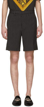 Versace Black and White Pinstripe Shorts