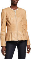 Thumbnail for your product : Private Label Zip-Front Leather Peplum Jacket