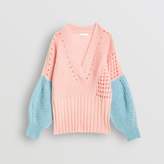 Thumbnail for your product : Burberry Contrast Knit Mohair Wool Blend Sweater