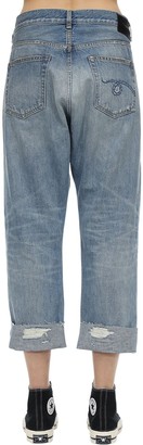 R 13 Distressed Crossover Cotton Denim Jeans