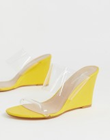 Thumbnail for your product : Glamorous bright yellow clear detail wedge sandals