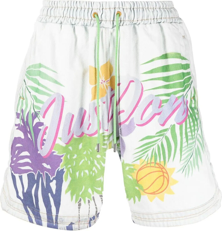 Just Don Graphic-Logo Print Shorts