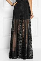 Thumbnail for your product : DKNY Paneled lace and silk-blend chiffon maxi skirt