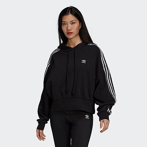 adidas Women\'s Adicolor Classics Satin Taped Cropped Hoodie - ShopStyle