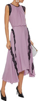 Thumbnail for your product : Jason Wu Asymmetric Lace-trimmed Silk Crepe De Chine Midi Dress