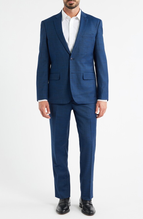 Daniel Hechter Modern Fit Medium Blue Méange Wool Suit