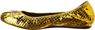 Lanvin Classic Snakeskin-Embossed Metallic Leather Ballet Flat