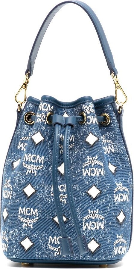 Mcm - Women's 'dessau' Bucket Bag - Blue - Denim