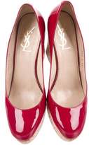 Thumbnail for your product : Saint Laurent Patent Leather Round-Toe Wedges