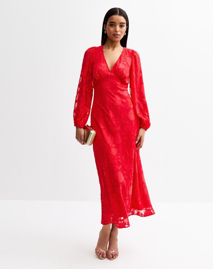 Midi Dresses With Sleeves Red ShopStyle AU