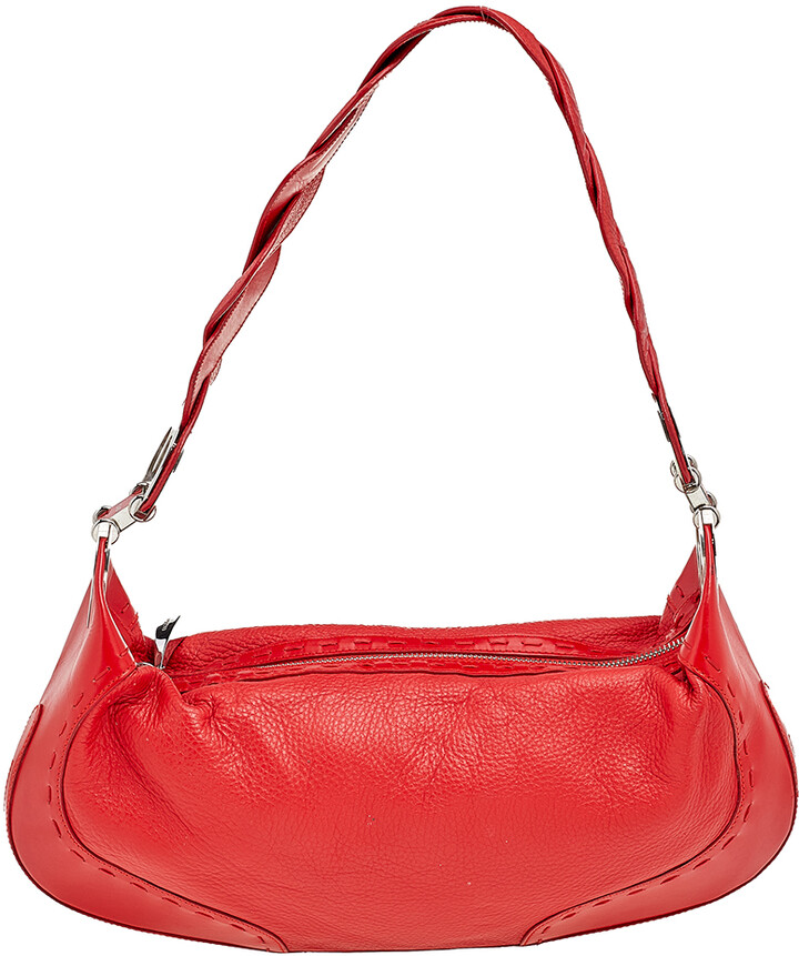 Escada Red Leather Eluna Shoulder Bag - ShopStyle