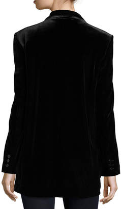 Joan Vass Plus Size Velvet Button-Front Jacket