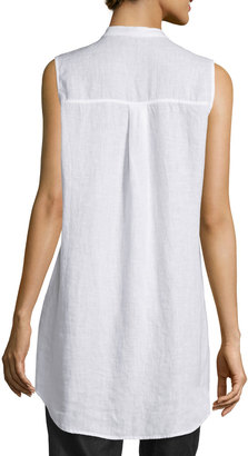 Eileen Fisher Sleeveless Organic Linen Button-Front Tunic, Petite
