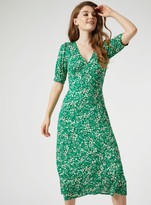 Thumbnail for your product : Miss Selfridge Green Floral Print Midi Skater Dress
