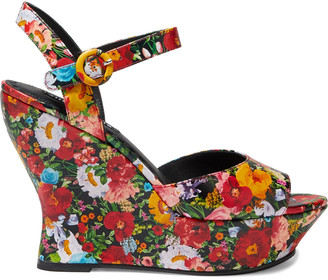 flower print wedges