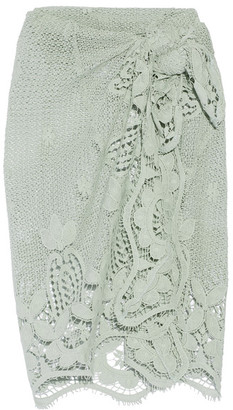 Miguelina Layla Crocheted Cotton-lace Pareo - Mint