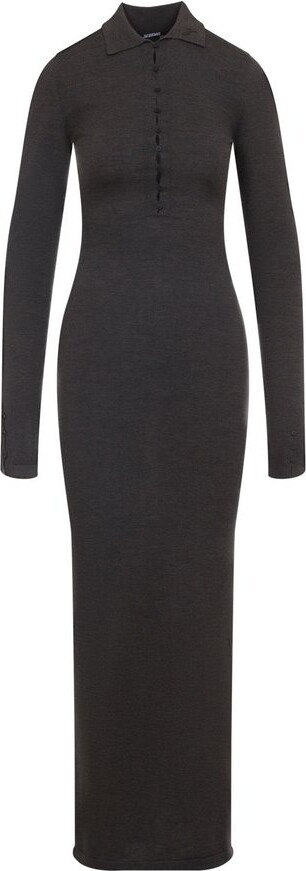 Jacquemus Collared Long-Sleeve Knit Dress
