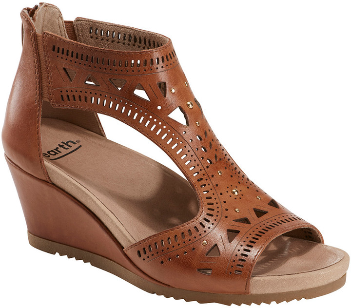 earth leather wedge sandals